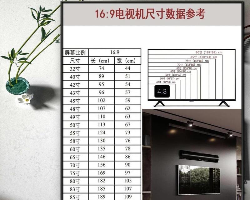 电视机尺寸规格表大全（详细介绍不同尺寸电视机的规格和特点）  第1张