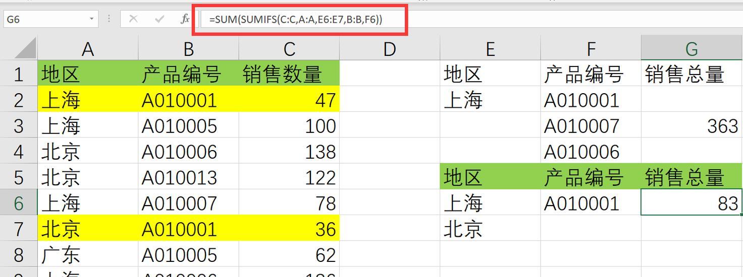 掌握Excel中sumifs函数的使用方法（学会运用sumifs函数进行条件求和和筛选数据）  第2张